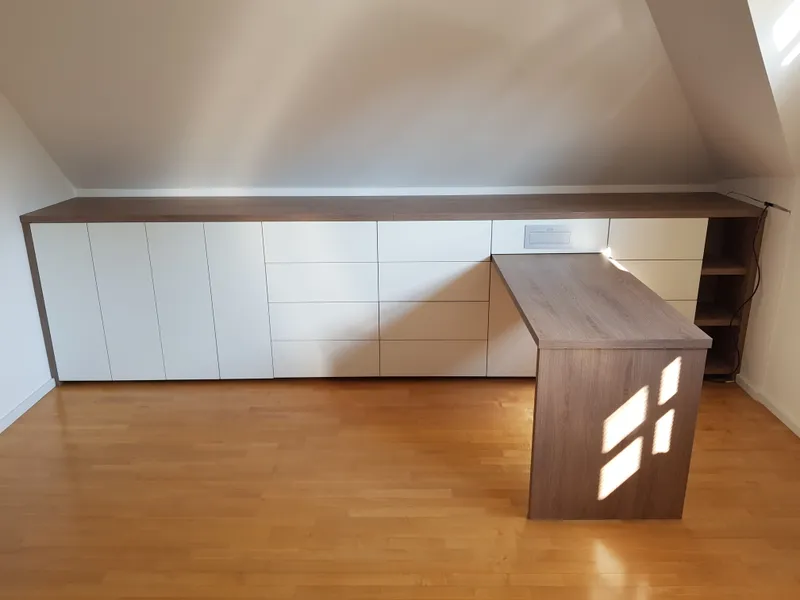 Built-in attic cabinet and desk unit