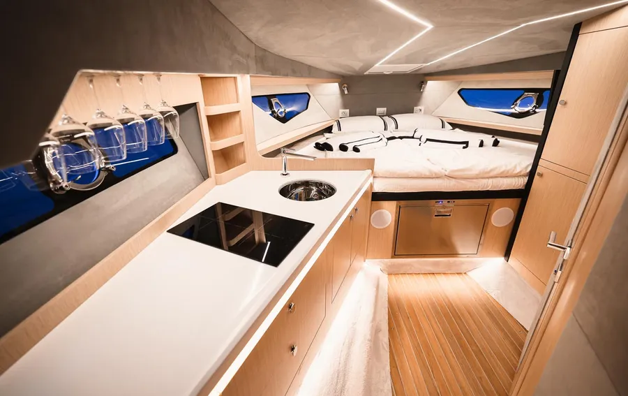 Yacht cabin interior overview