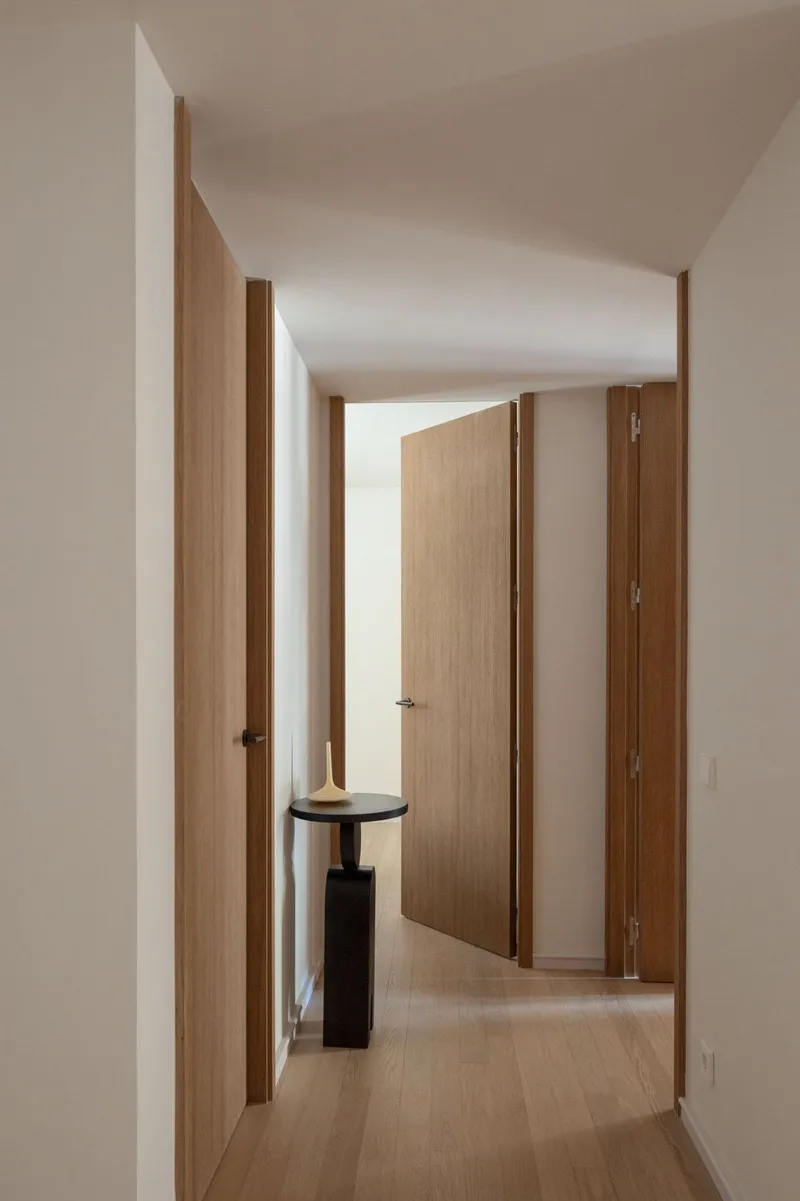 Hallway with custom oak interior doors